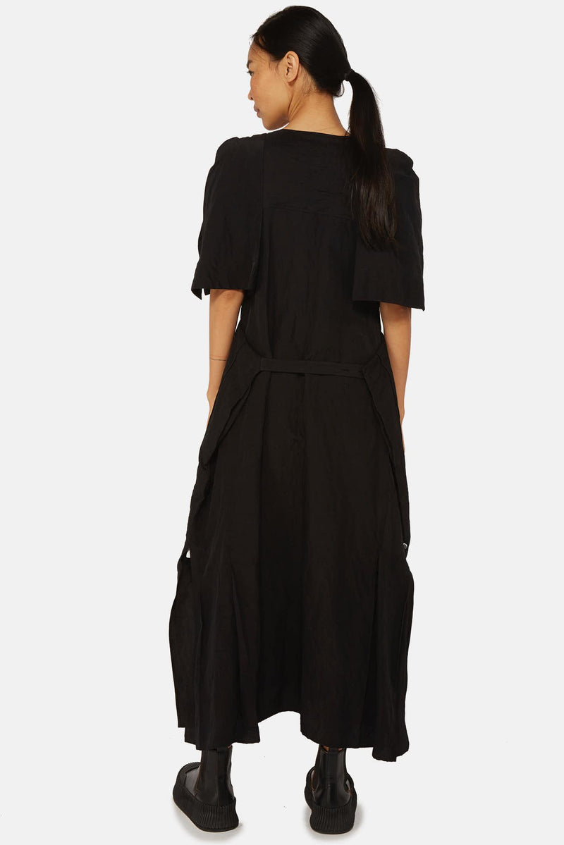 Robe à effet froissé noire Jil Sander