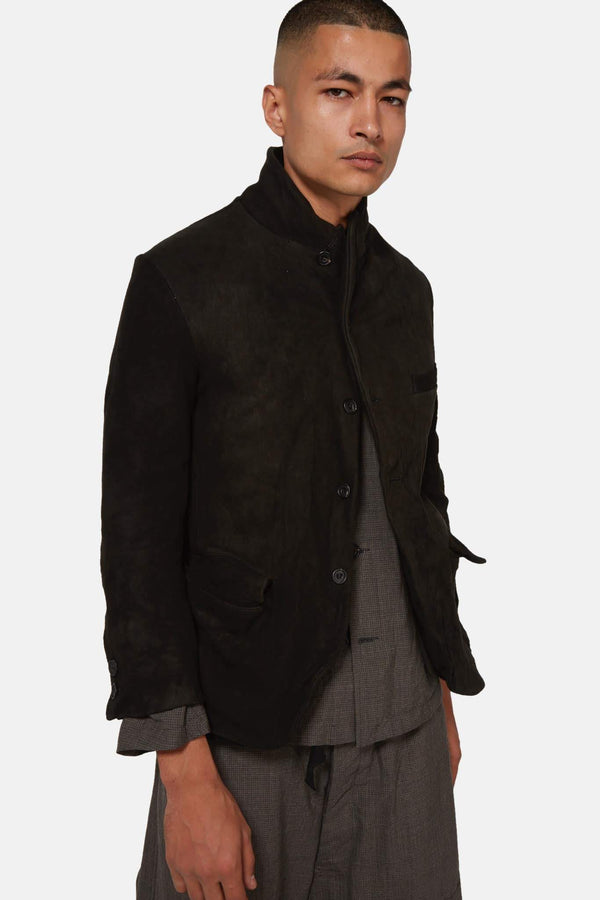 Veste en cuir chamois noire Paul Harnden