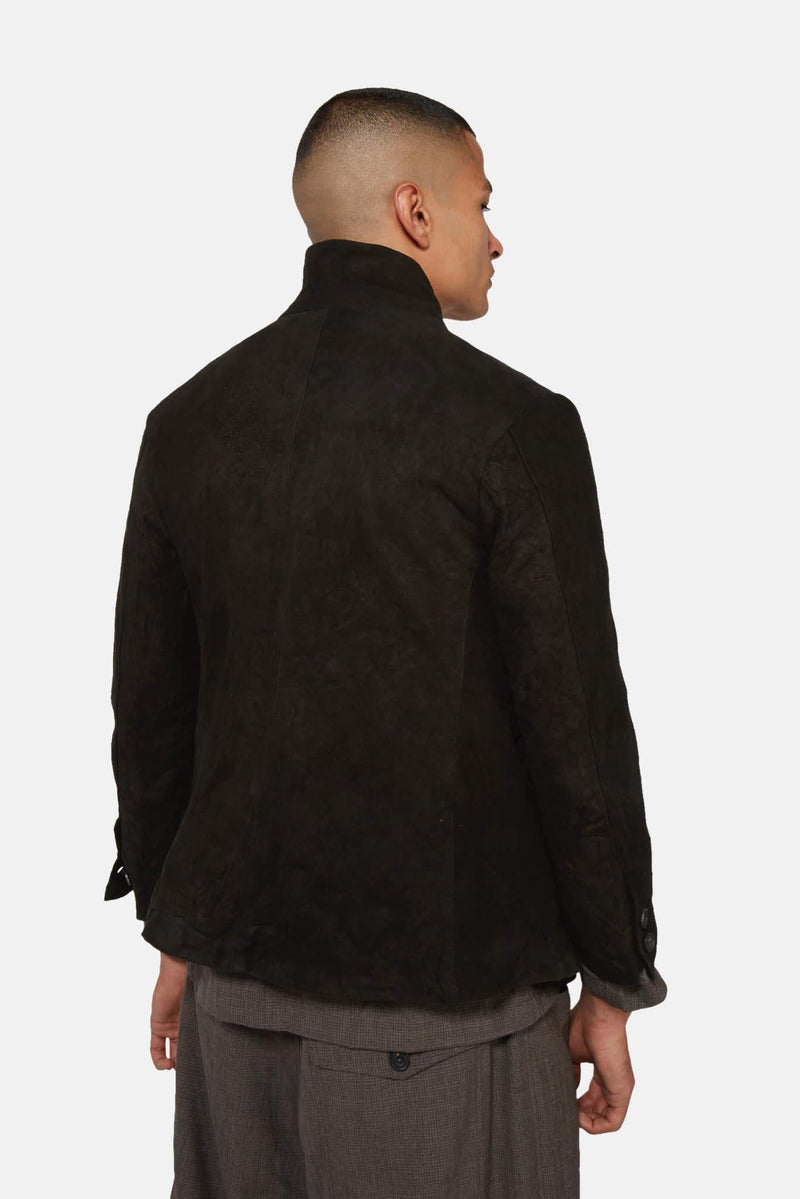 Veste en cuir chamois noire Paul Harnden