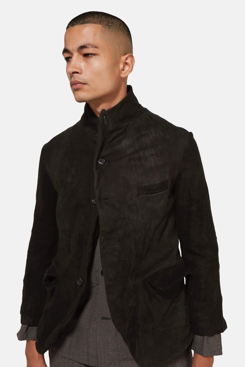 Veste en cuir chamois noire Paul Harnden