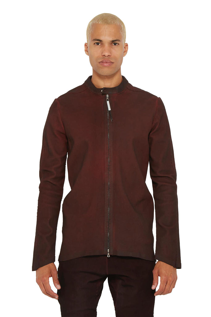 Veste en cuir d'agneau bordeaux "Insensible" Isaac Sellam