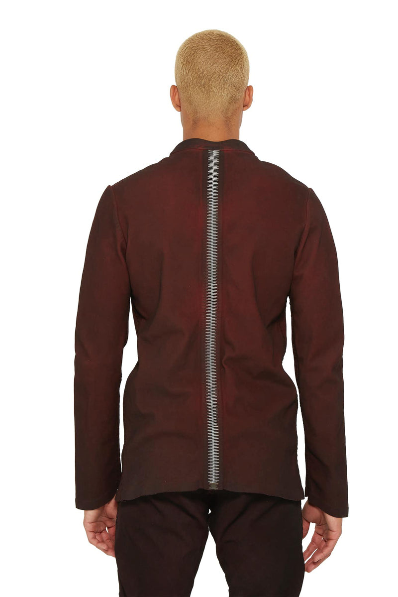 Veste en cuir d'agneau bordeaux "Insensible" Isaac Sellam