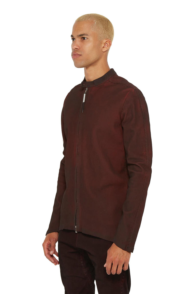 Veste en cuir d'agneau bordeaux "Insensible" Isaac Sellam