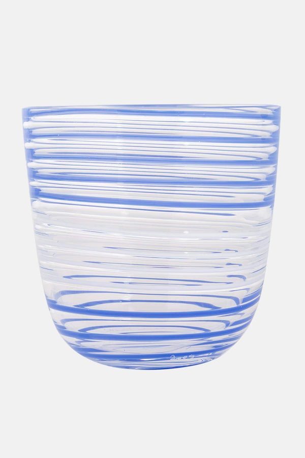 Verre en cristal bleu et blanc Carlo Moretti