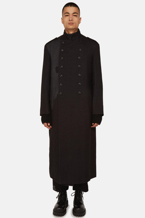 Manteau à boutonnière croisée noir Yohji Yamamoto