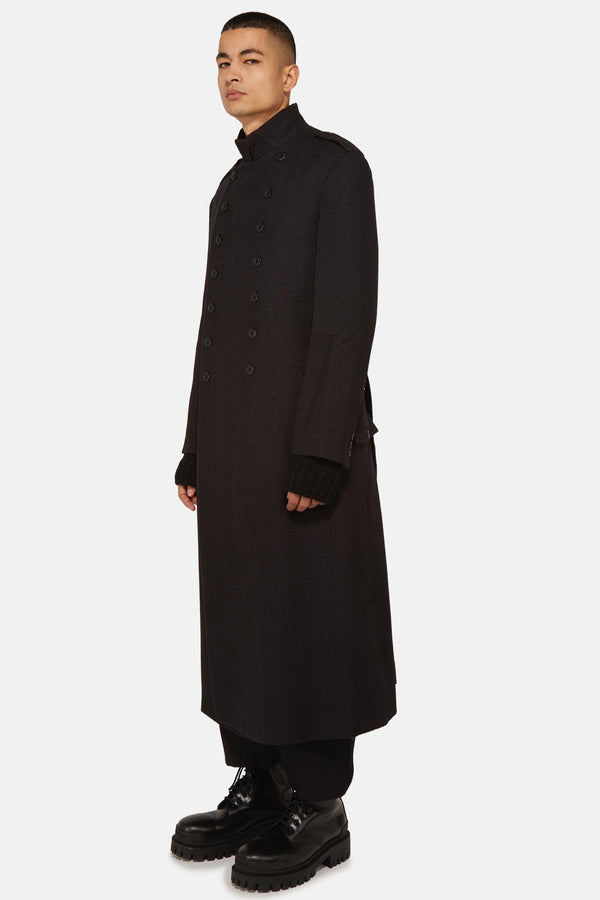 Manteau à boutonnière croisée noir Yohji Yamamoto