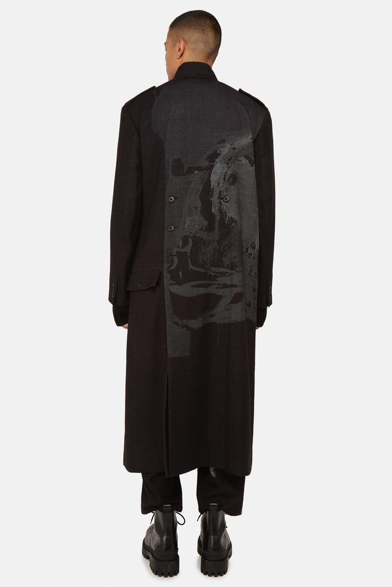 Manteau à boutonnière croisée noir Yohji Yamamoto