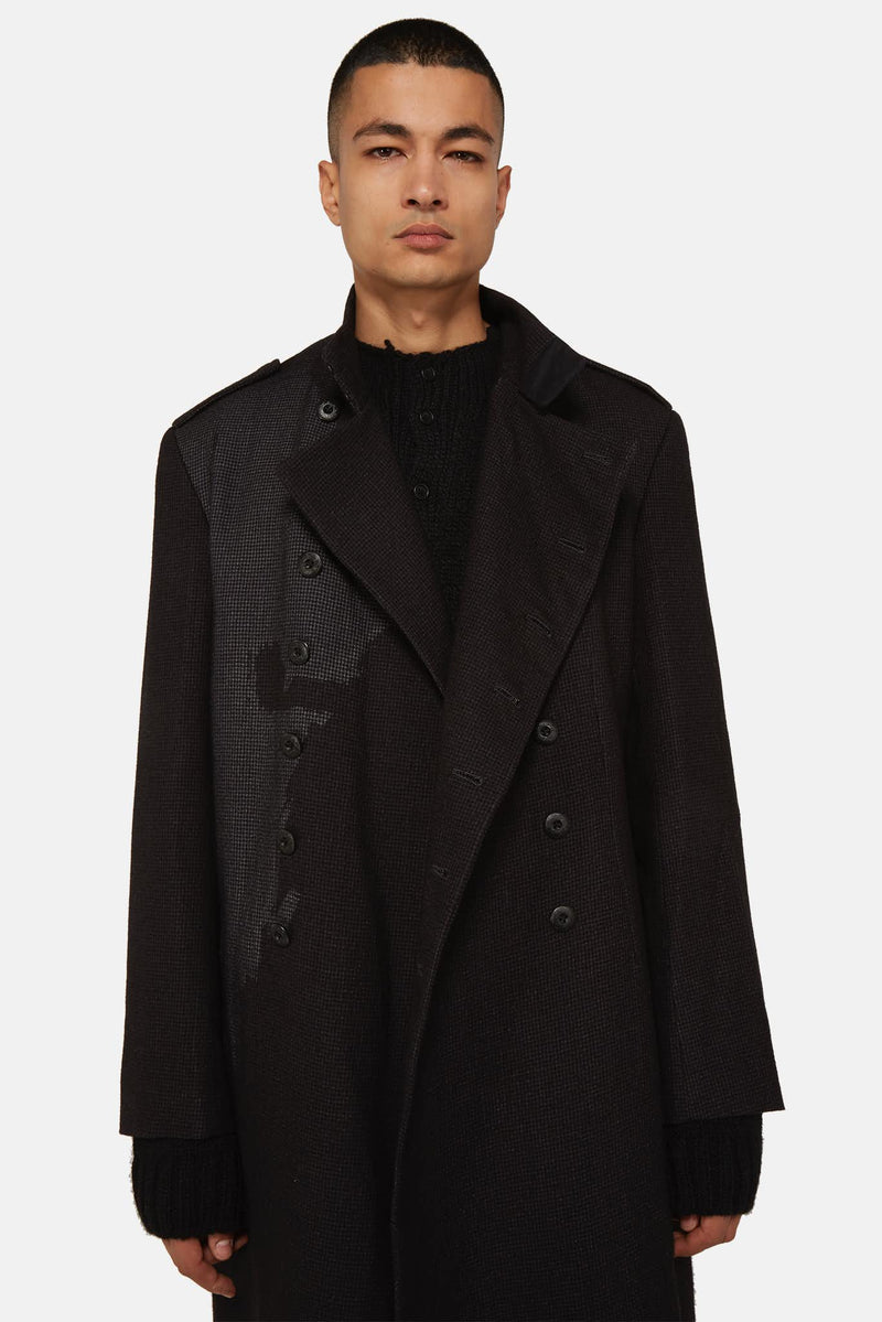 Manteau à boutonnière croisée noir Yohji Yamamoto