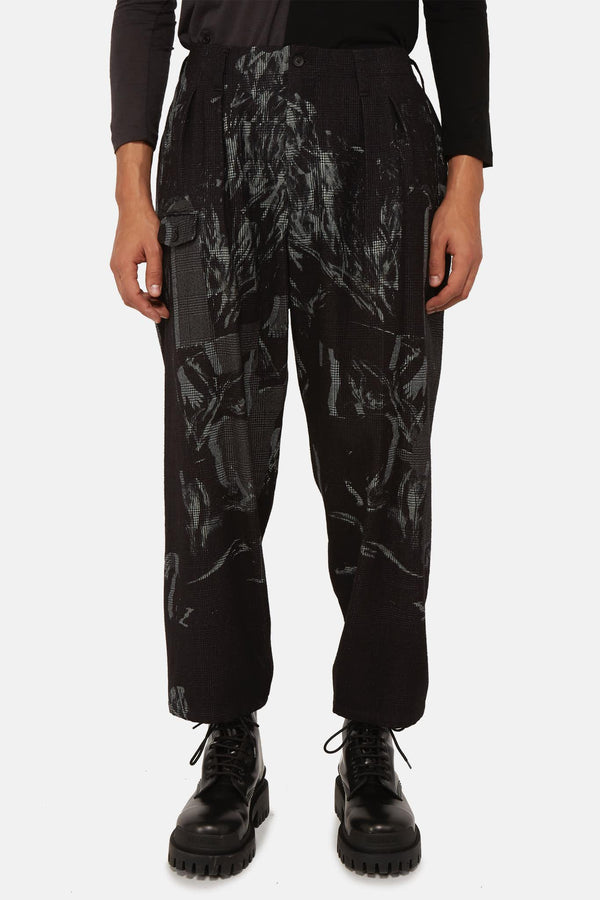 Pantalon à carreaux noir Yohji Yamamoto