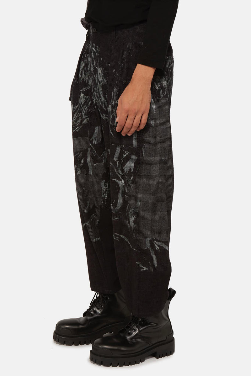 Pantalon à carreaux noir Yohji Yamamoto