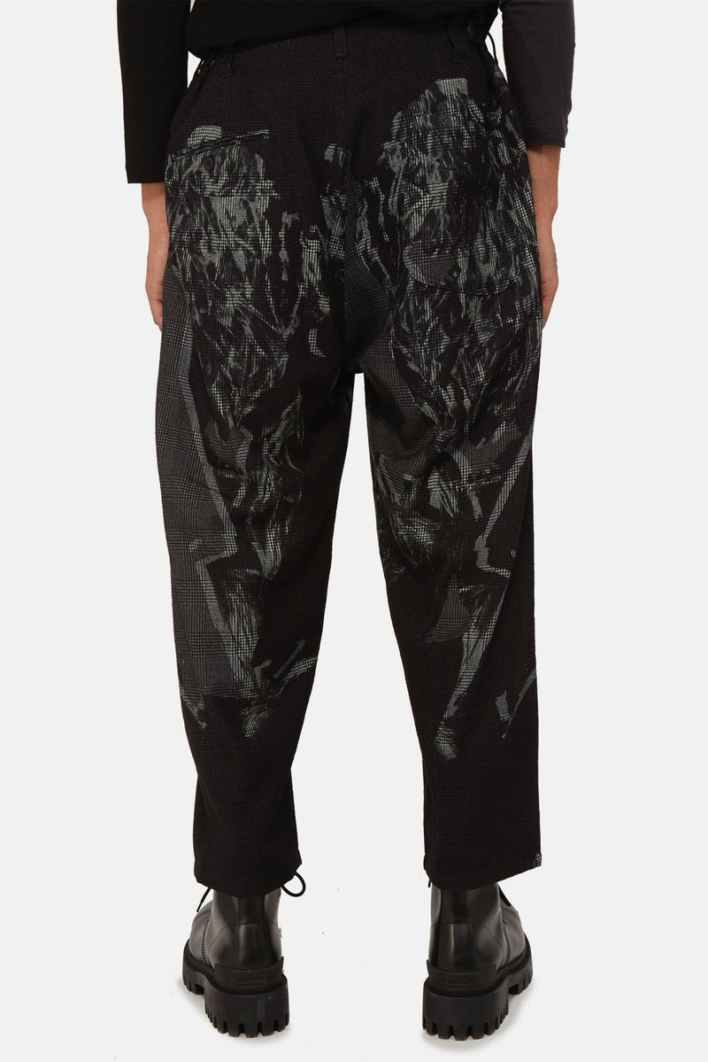 Pantalon à carreaux noir Yohji Yamamoto