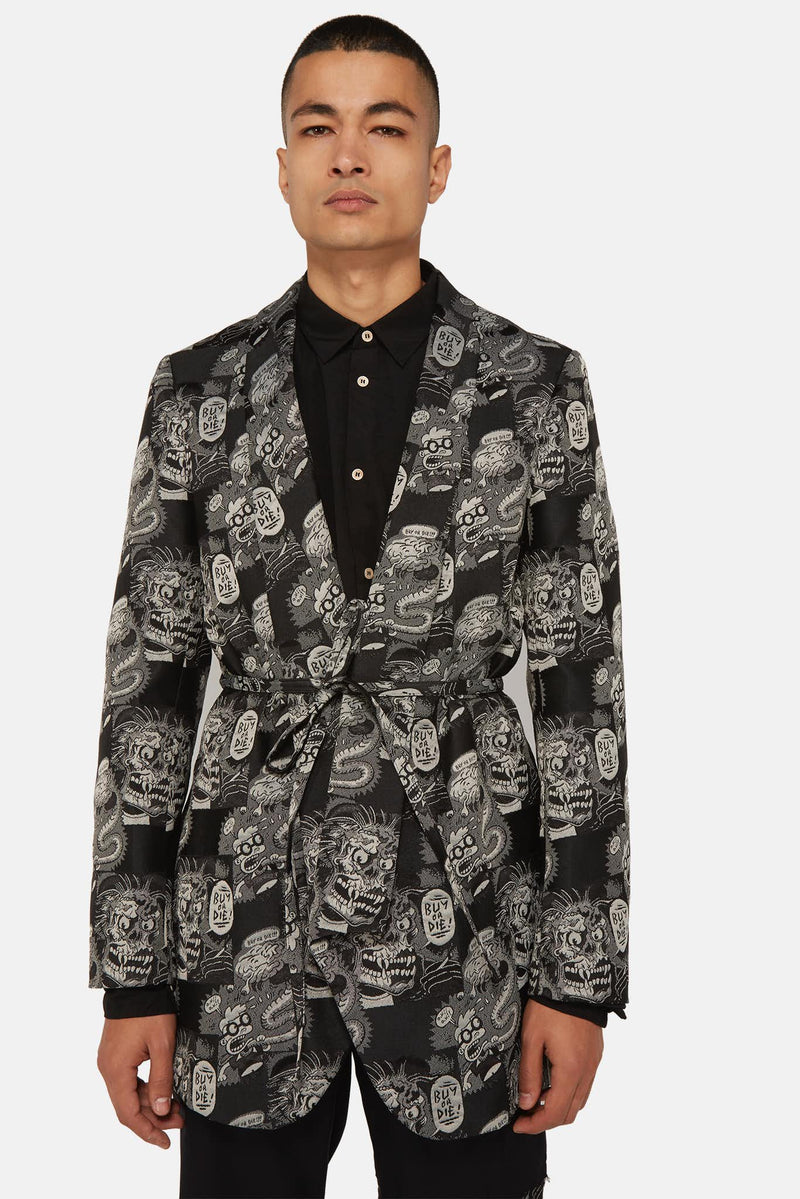 Blazer à dessins Buy or Die noir Comme des Garçons Homme Plus