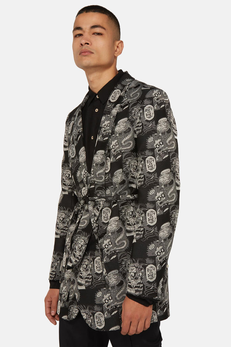 Blazer à dessins Buy or Die noir Comme des Garçons Homme Plus