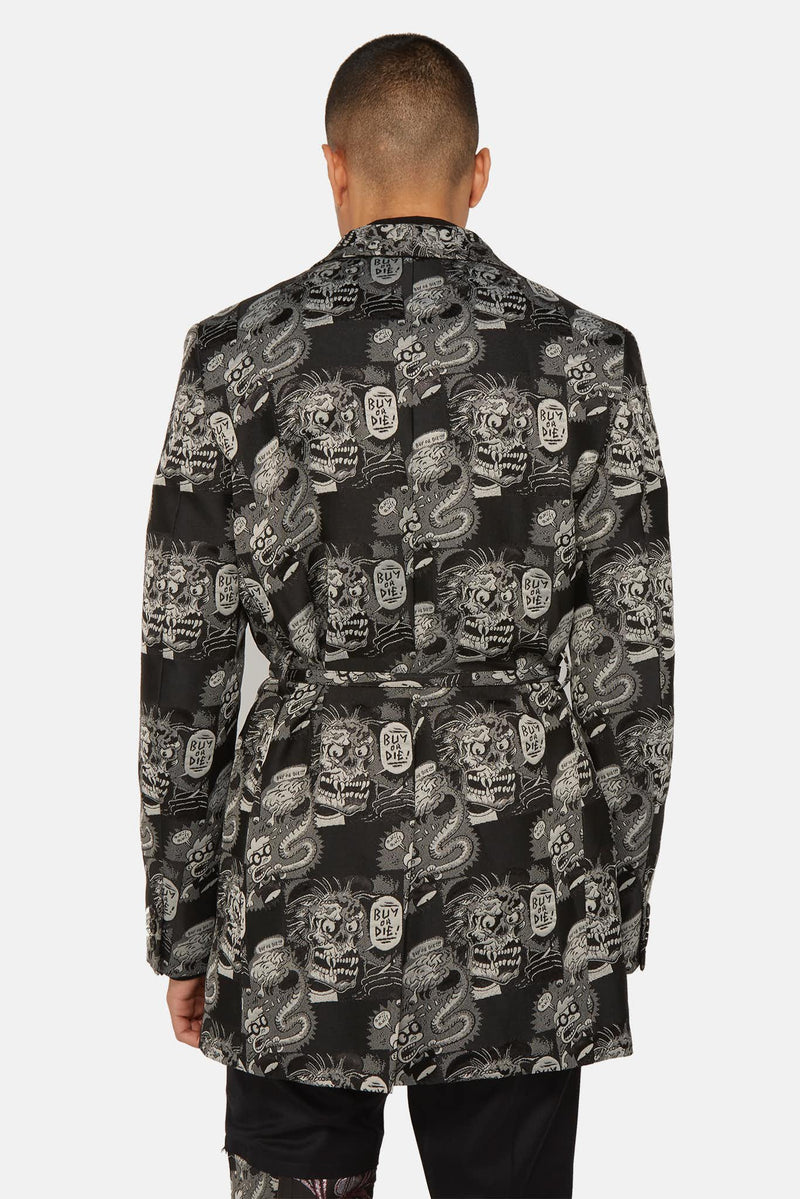 Blazer à dessins Buy or Die noir Comme des Garçons Homme Plus