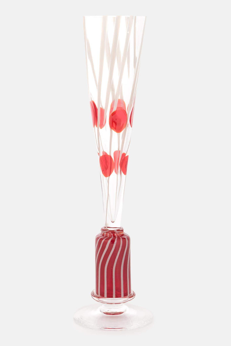 Verre en cristal rouge et blanc Carlo Moretti