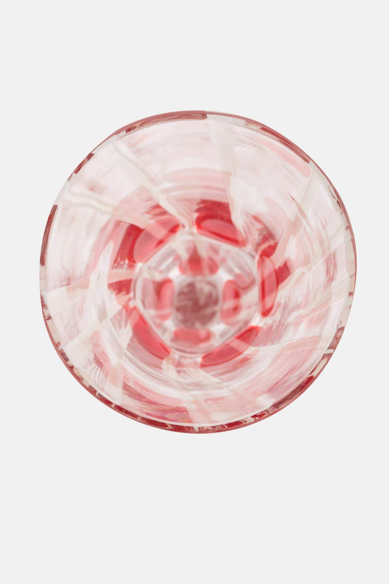 Verre en cristal rouge et blanc Carlo Moretti