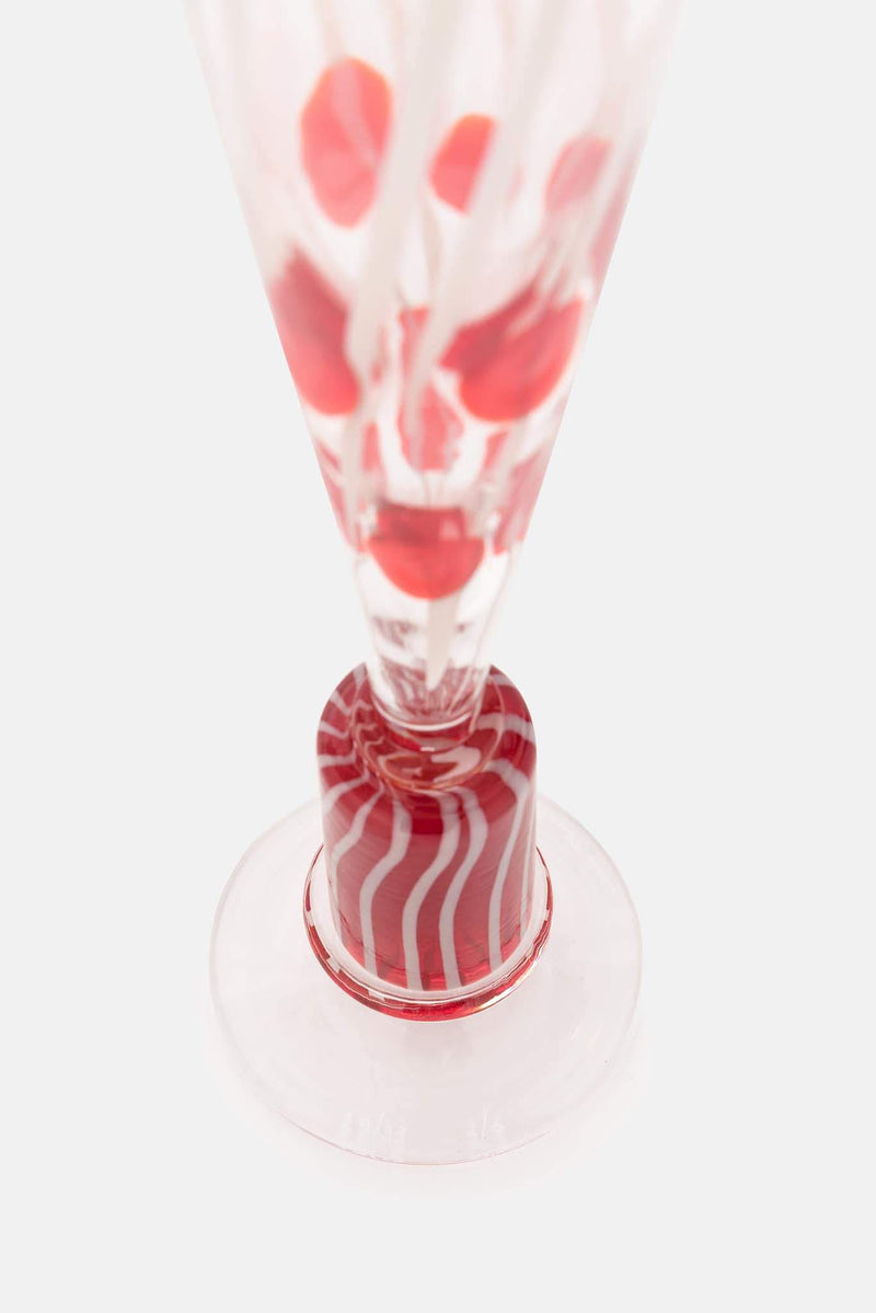 Verre en cristal rouge et blanc Carlo Moretti