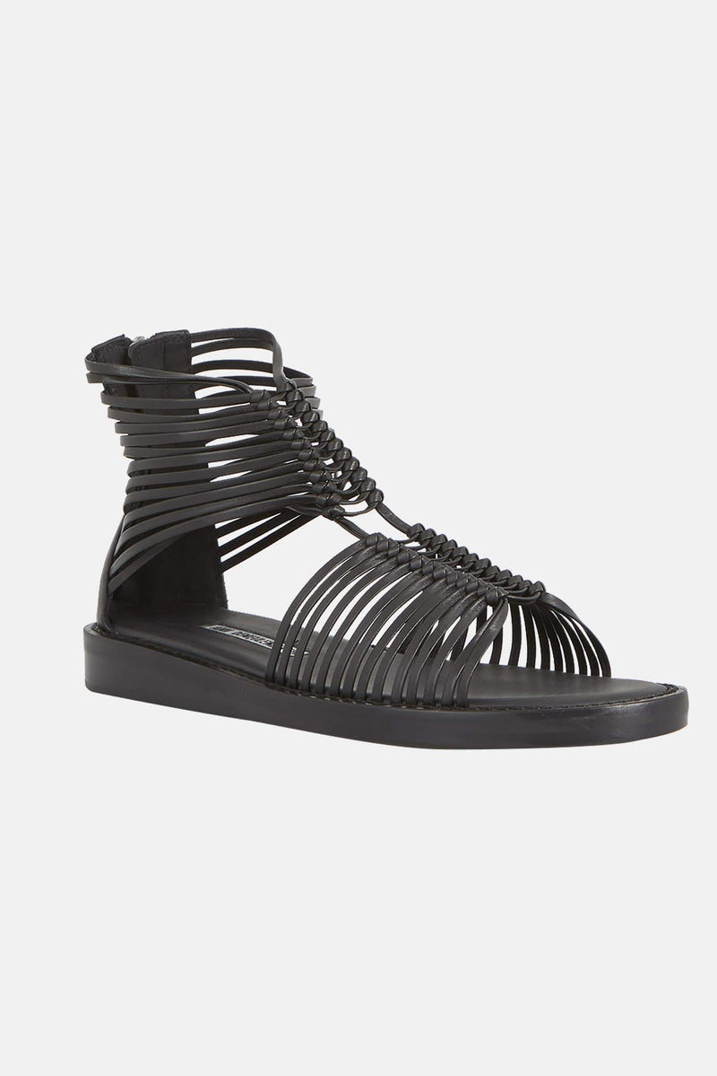 Sandales plates en cuir noir "Vitello Lavato"  Ann Demeulemeester