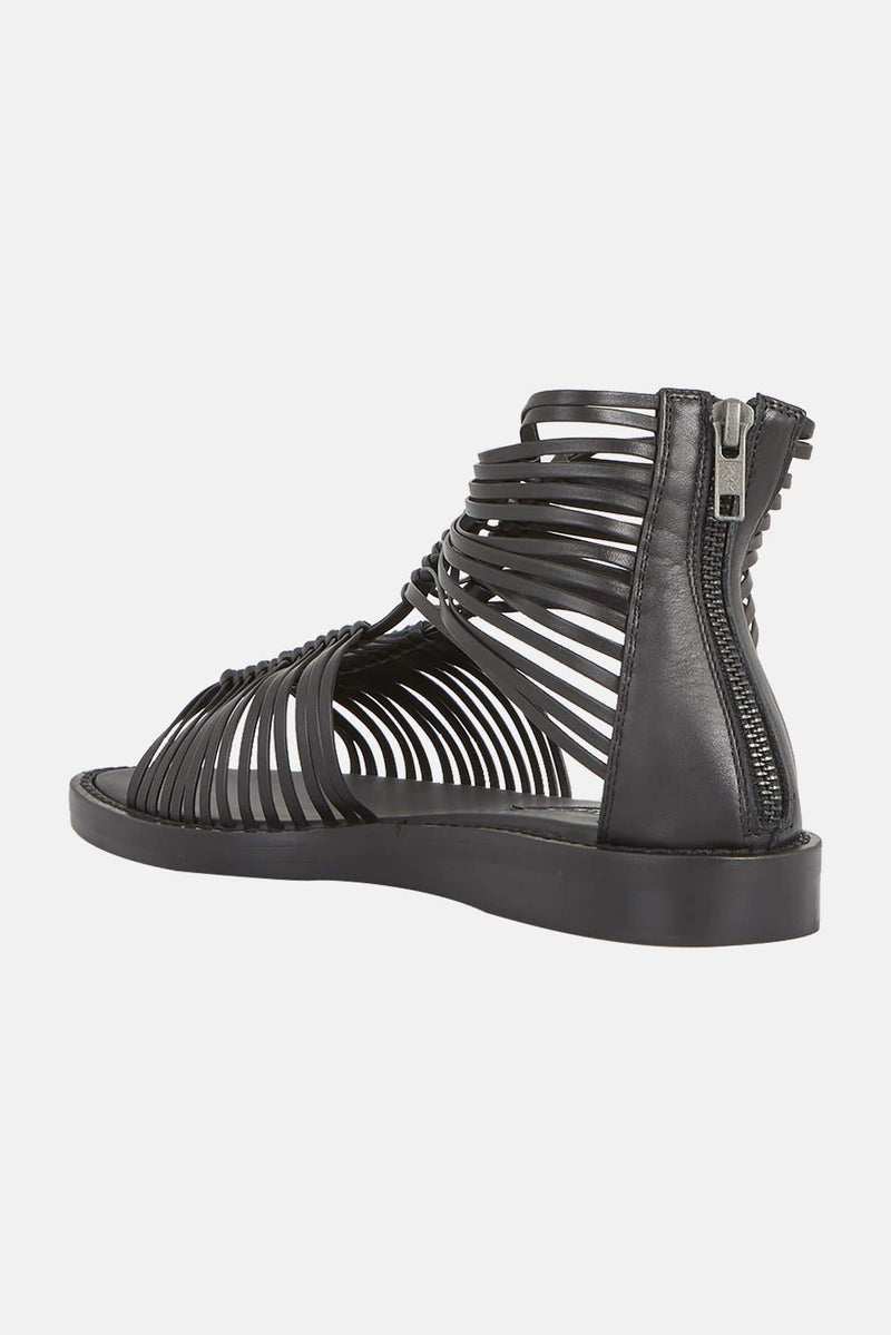 Sandales plates en cuir noir "Vitello Lavato"  Ann Demeulemeester