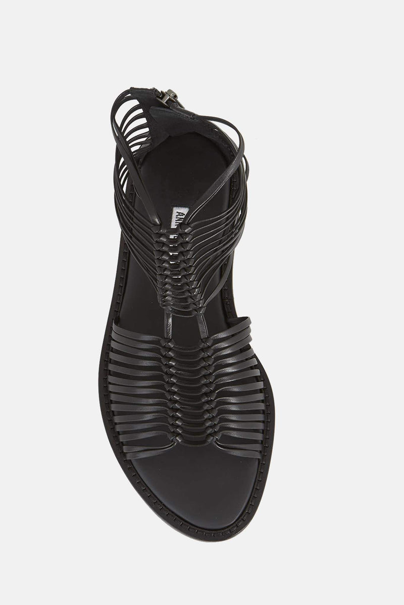 Sandales plates en cuir noir "Vitello Lavato"  Ann Demeulemeester