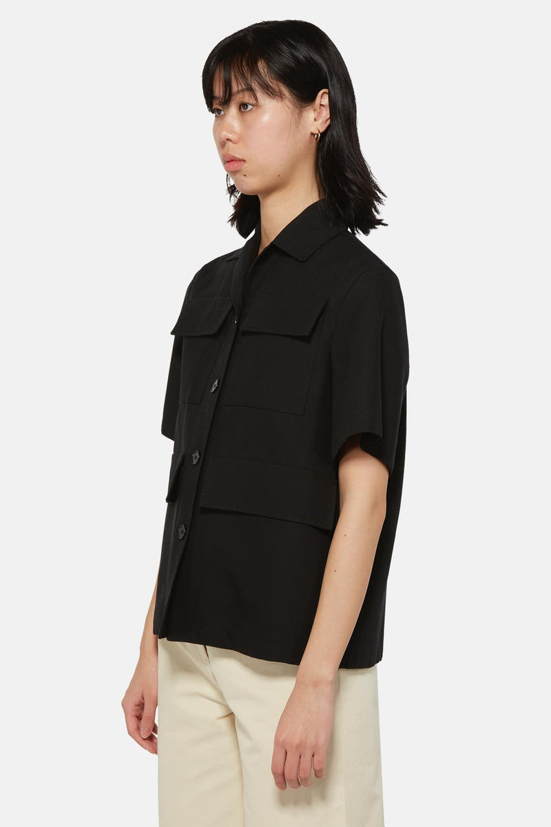 Veste fonctionnel en soie noir Jil Sander