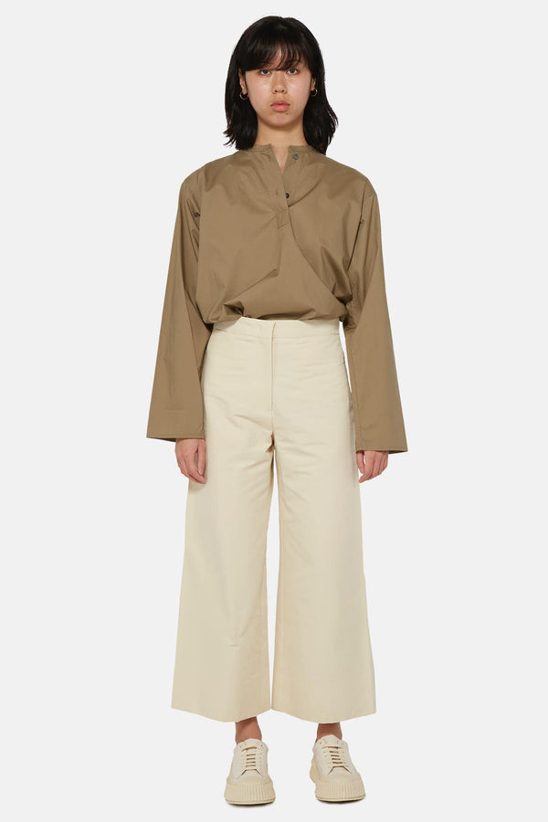 Pantalon évasé en coton beige  Jil Sander