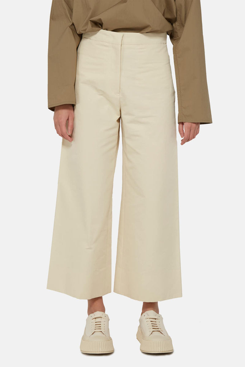 Pantalon évasé en coton beige  Jil Sander