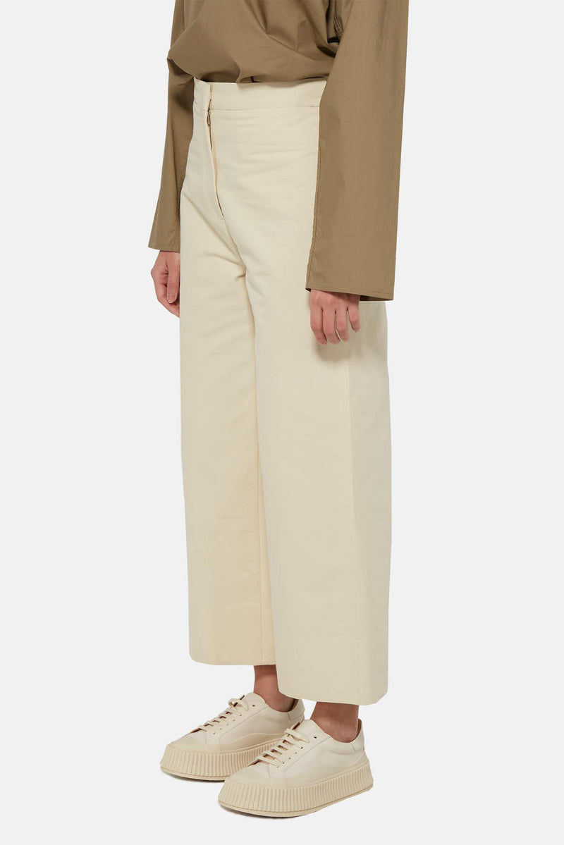 Pantalon évasé en coton beige  Jil Sander