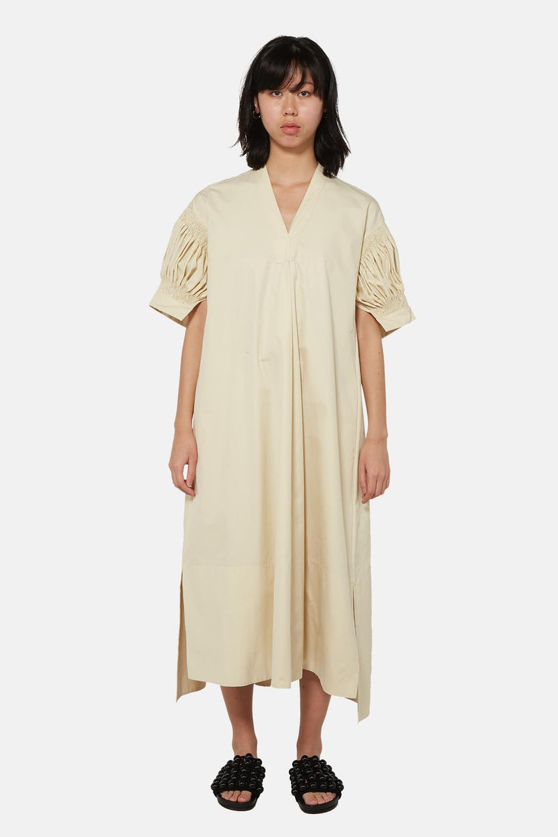 Robe oversize beige à manches bouffantes  Jil Sander