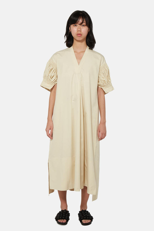 Robe oversize beige à manches bouffantes  Jil Sander