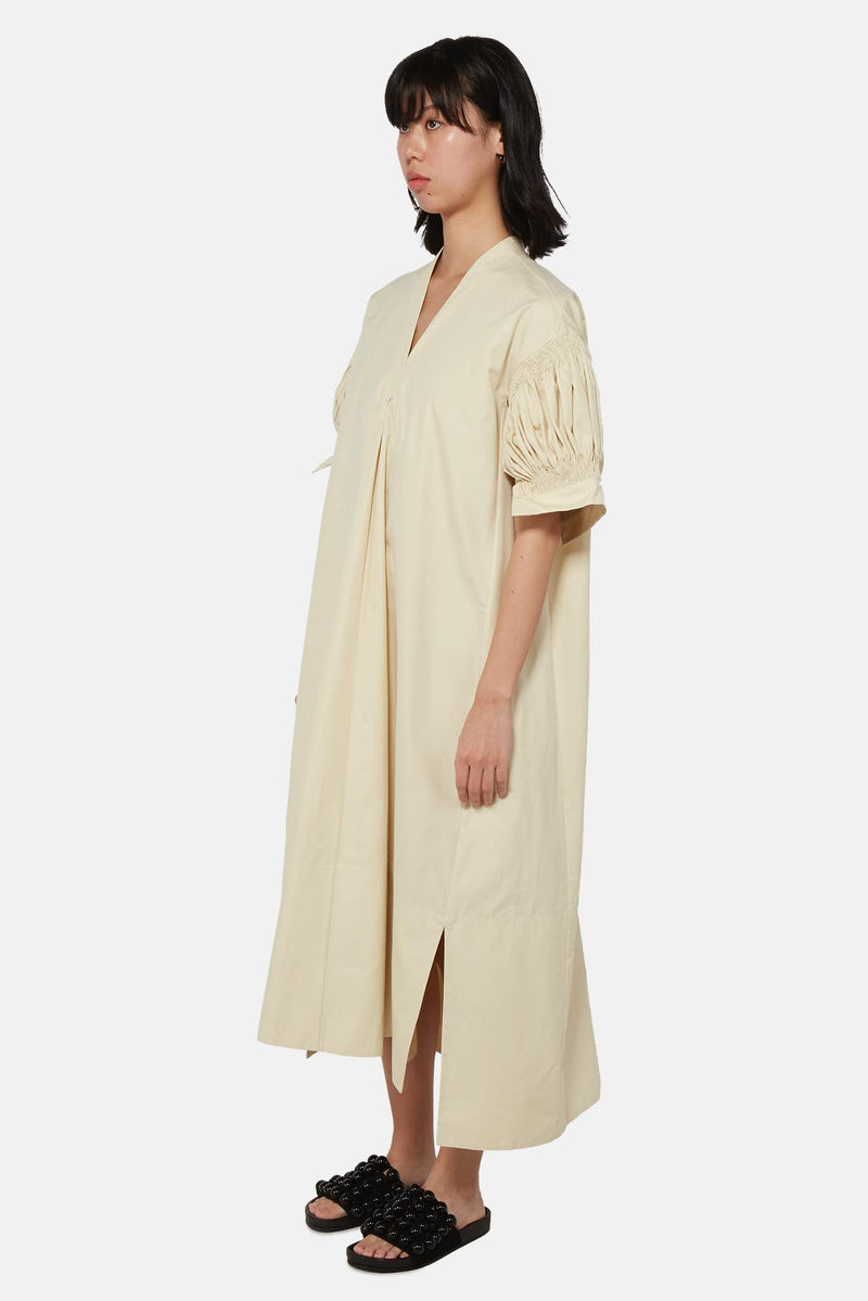 Robe oversize beige à manches bouffantes  Jil Sander