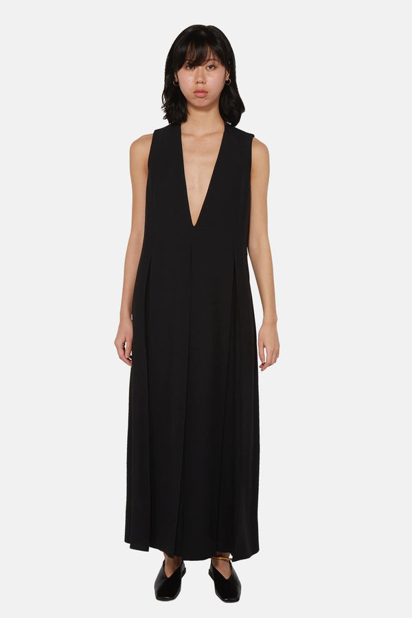 Robe noire à col en V Jil Sander