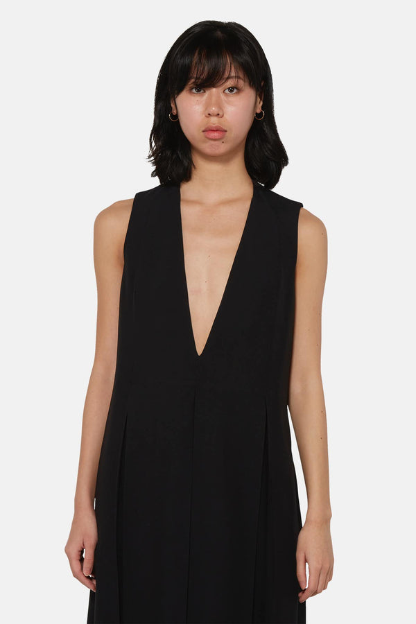 Robe noire à col en V Jil Sander