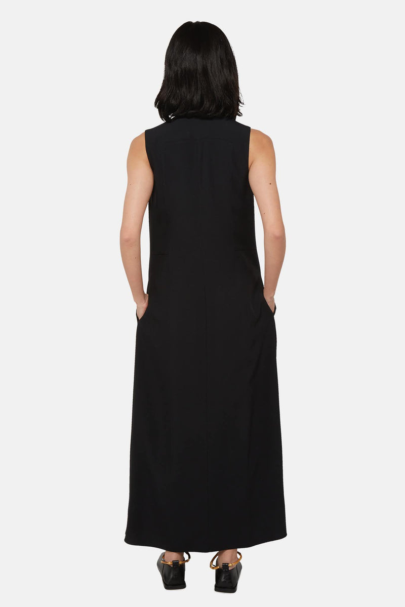 Robe noire à col en V Jil Sander