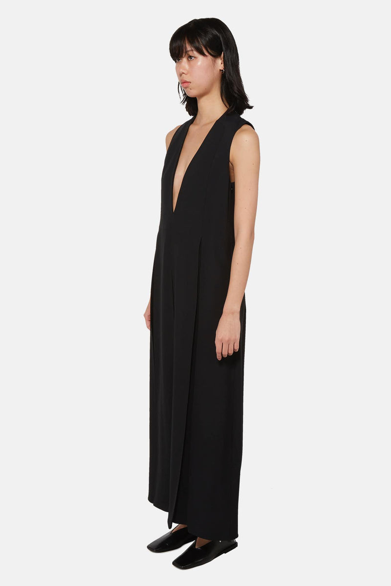 Robe noire à col en V Jil Sander