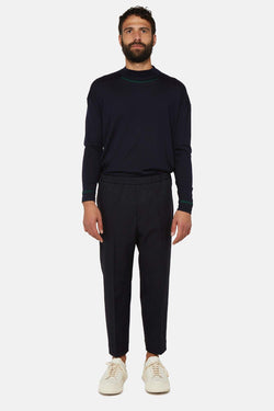 Pantalon droit en coton bleu marine Jil Sander