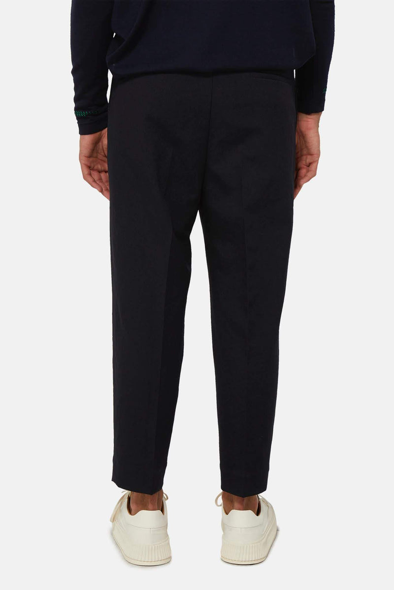 Pantalon droit en coton bleu marine Jil Sander