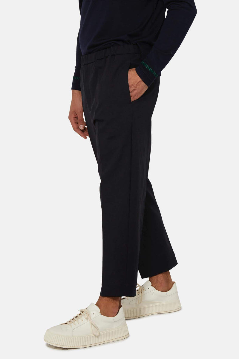 Pantalon droit en coton bleu marine Jil Sander