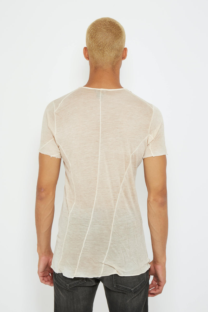 T-shirt semi-transparent en coton mélangé beige Avant Toi