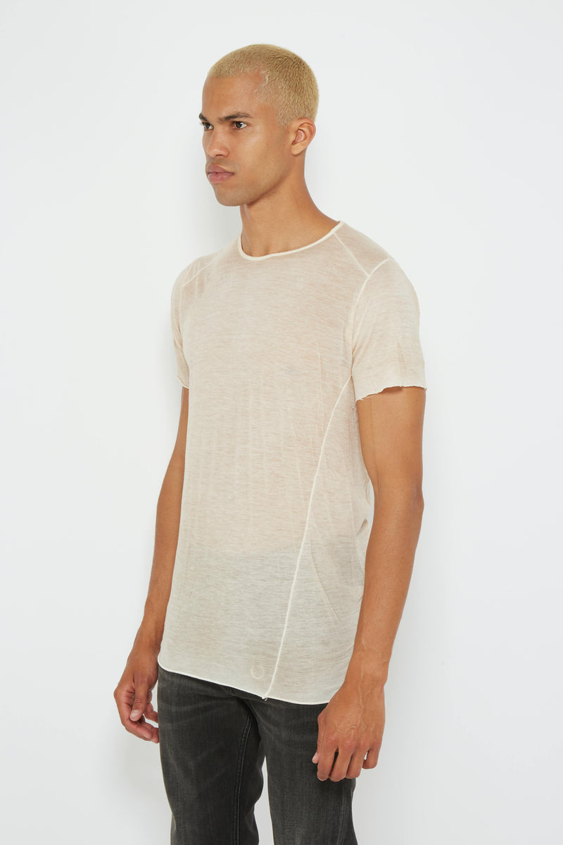 T-shirt semi-transparent en coton mélangé beige Avant Toi