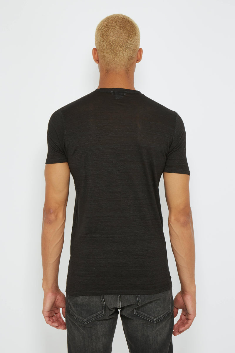 T-shirt semi-transparent en lin noir Avant Toi