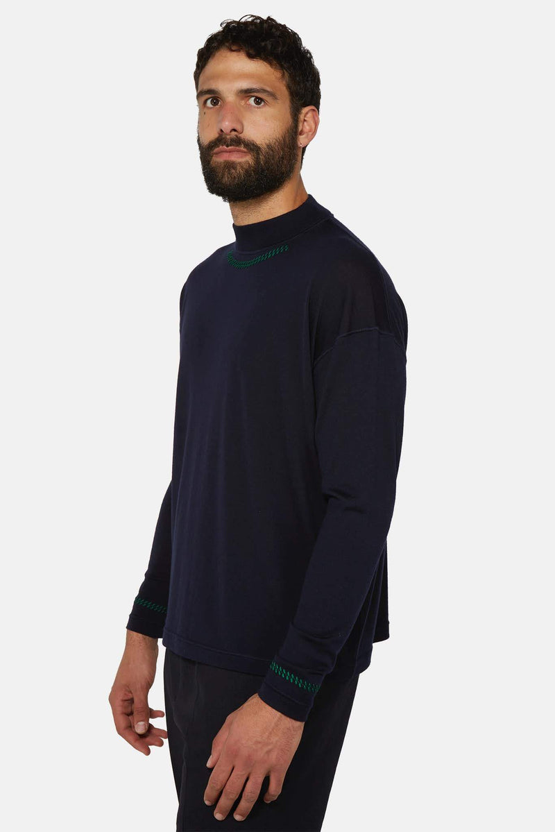 Pull texturé bleu marine Jil Sander