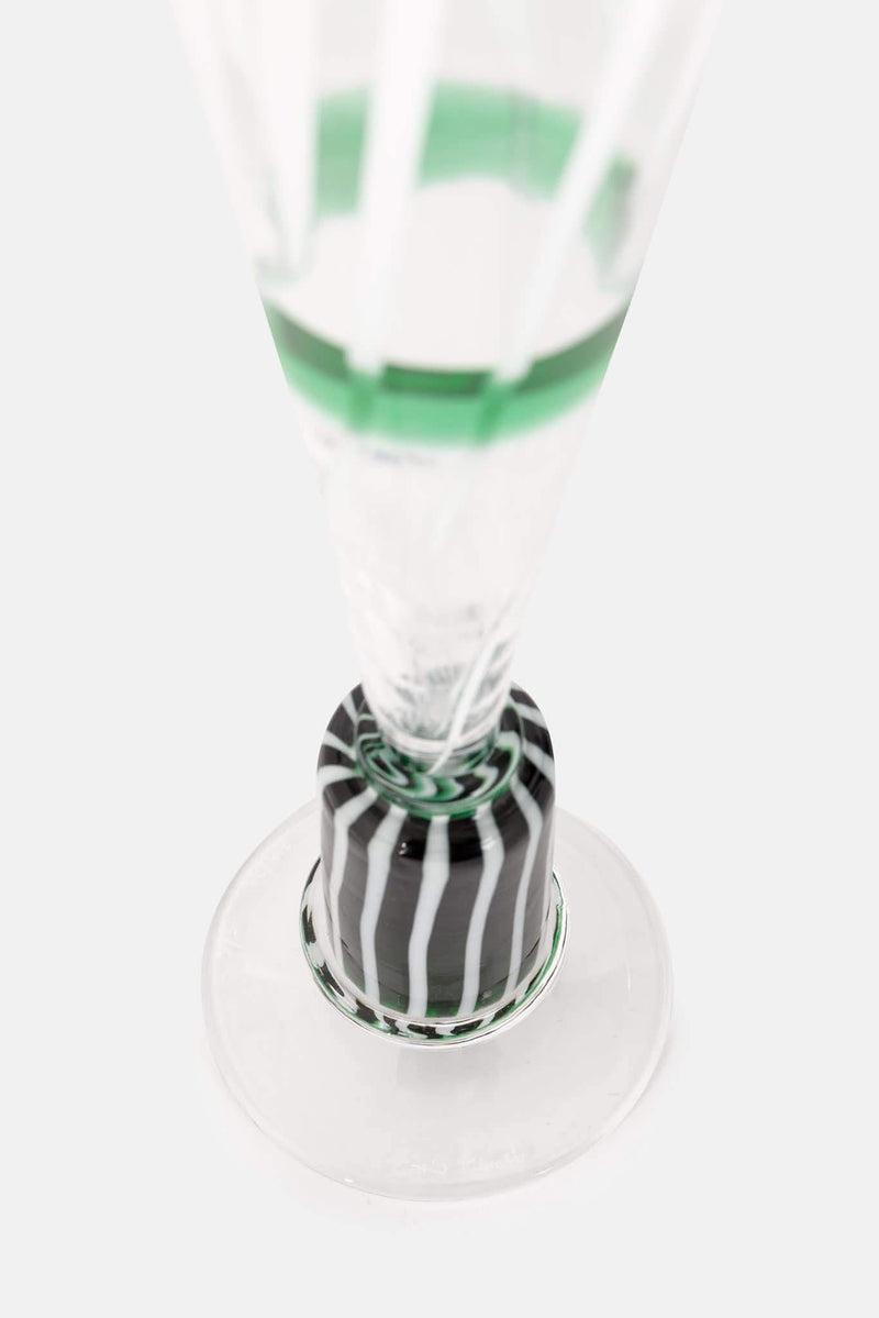 Verre en cristal vert et blanc Carlo Moretti