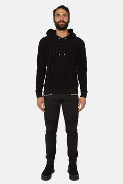 Sweat à capuche monogrammé en coton noir  Balmain