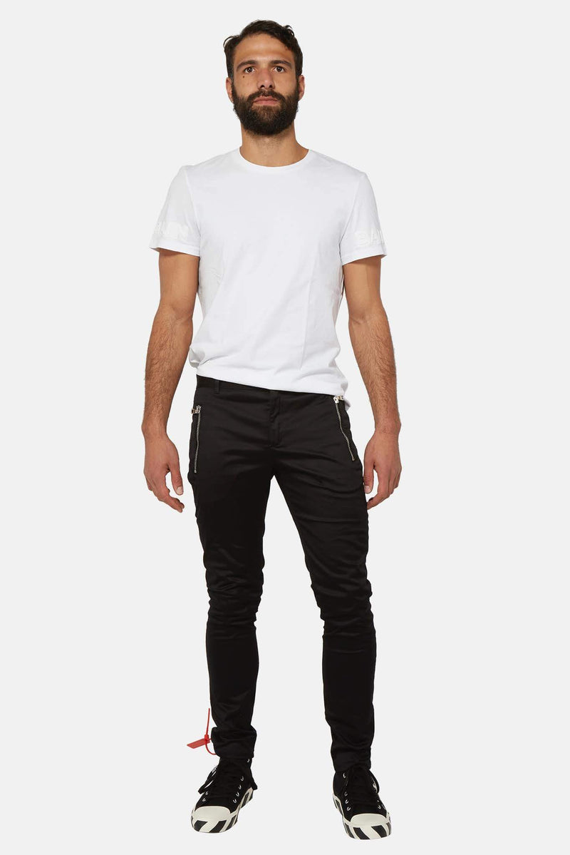 Pantalon slim en coton noir Balmain