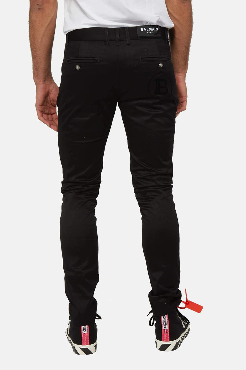 Pantalon slim en coton noir Balmain