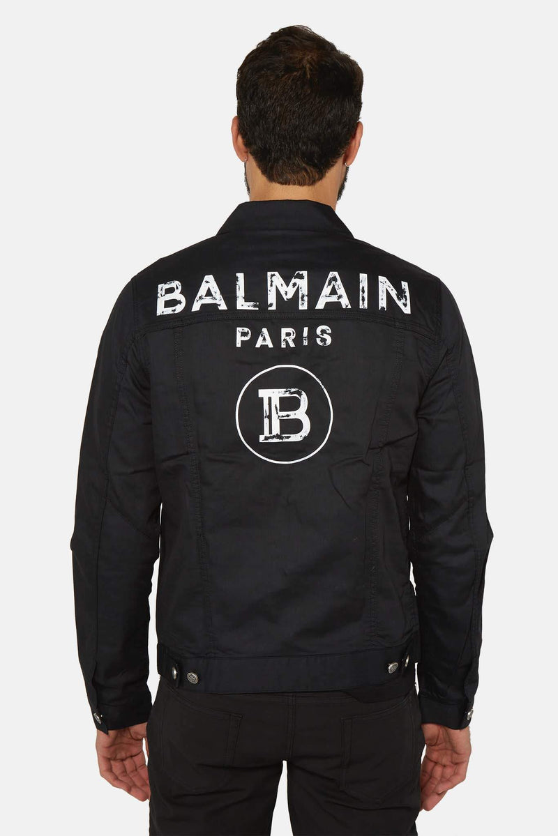 Veste en jean noir  Balmain