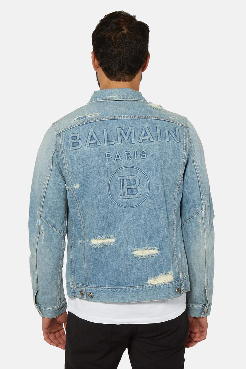 Veste en jean déchiré Balmain