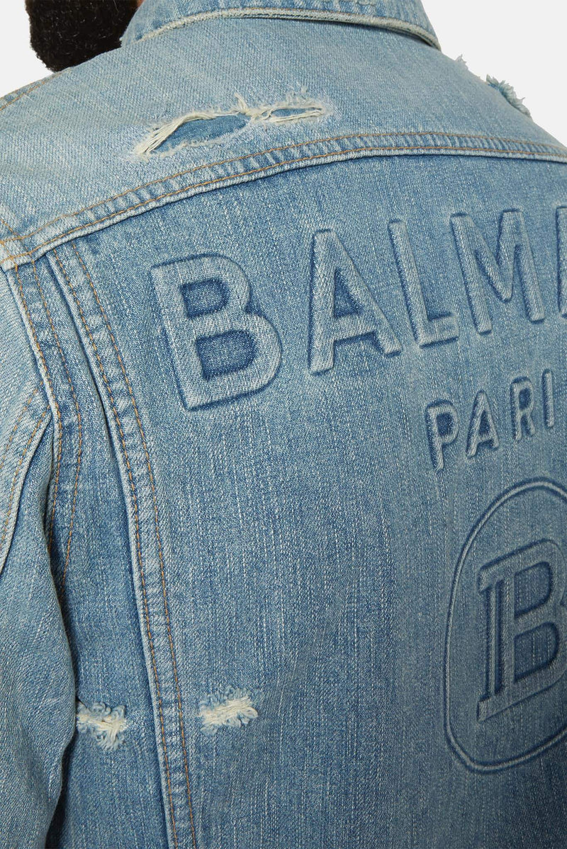 Veste en jean déchiré Balmain