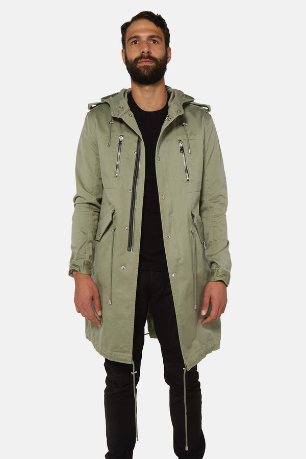 Parka à capuche kaki Balmain